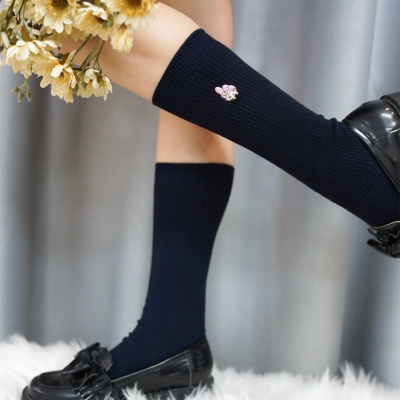 KYOUKO - Sanrio - My Melody embroidered uniform socks (Black)