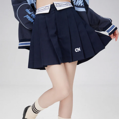 KYOUKO - Sanrio - Cinnamoroll Lapel Collar Pleated A-line Mini Skirt (S - Size)